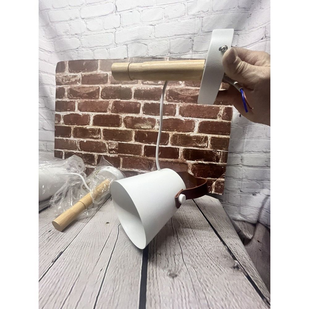 Wall Scone Fixture Industrial Metal White‎ Bedside Vanity Wall Lamp Set of 2 - Picture 3 of 6